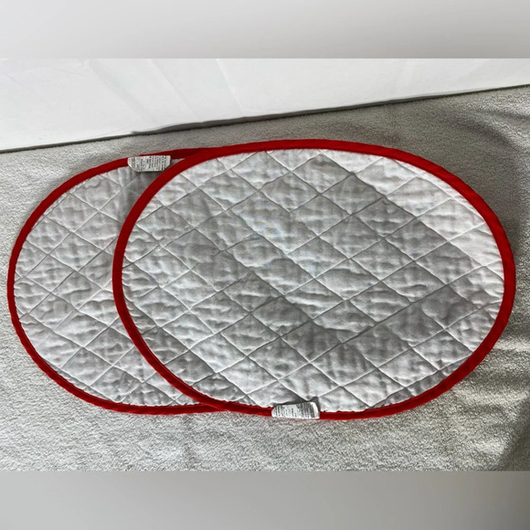 Vintage Red Green Festive Oval Christmas Placemats x2 - Picture 2 of 10